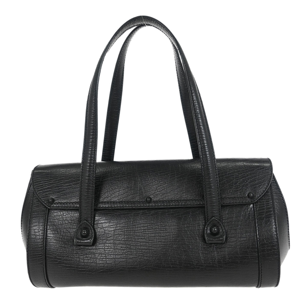 Gucci Black Leather Bamboo Handbag