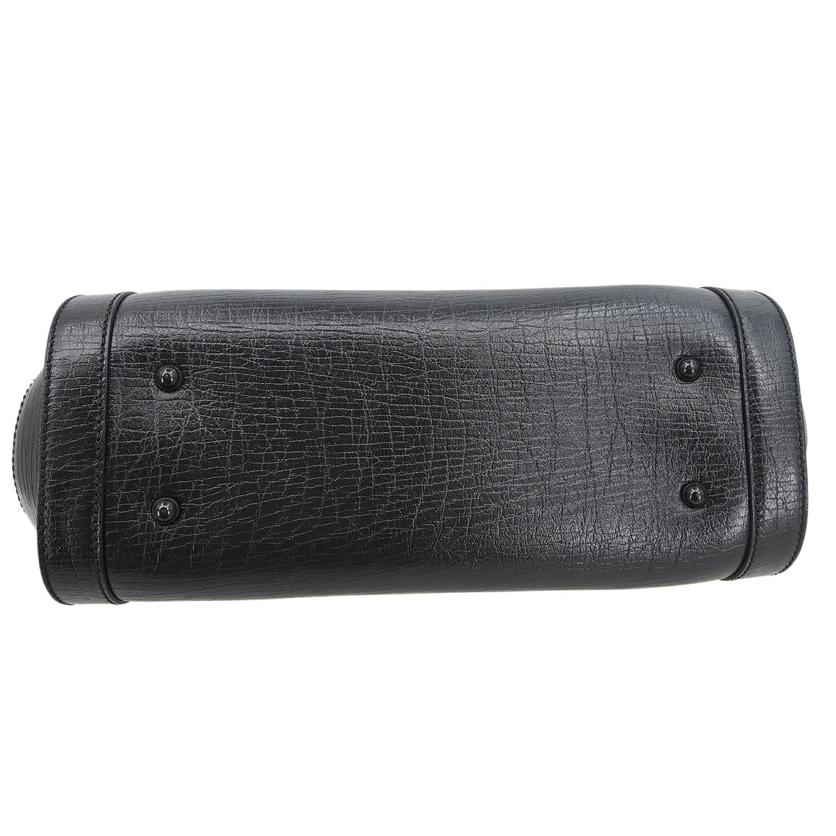 Gucci Black Leather Bamboo Handbag