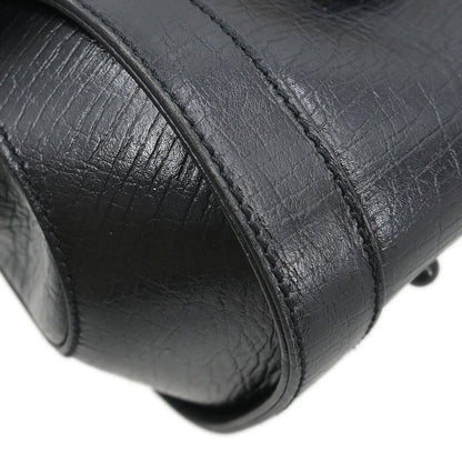 Gucci Black Leather Bamboo Handbag