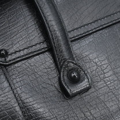 Gucci Black Leather Bamboo Handbag