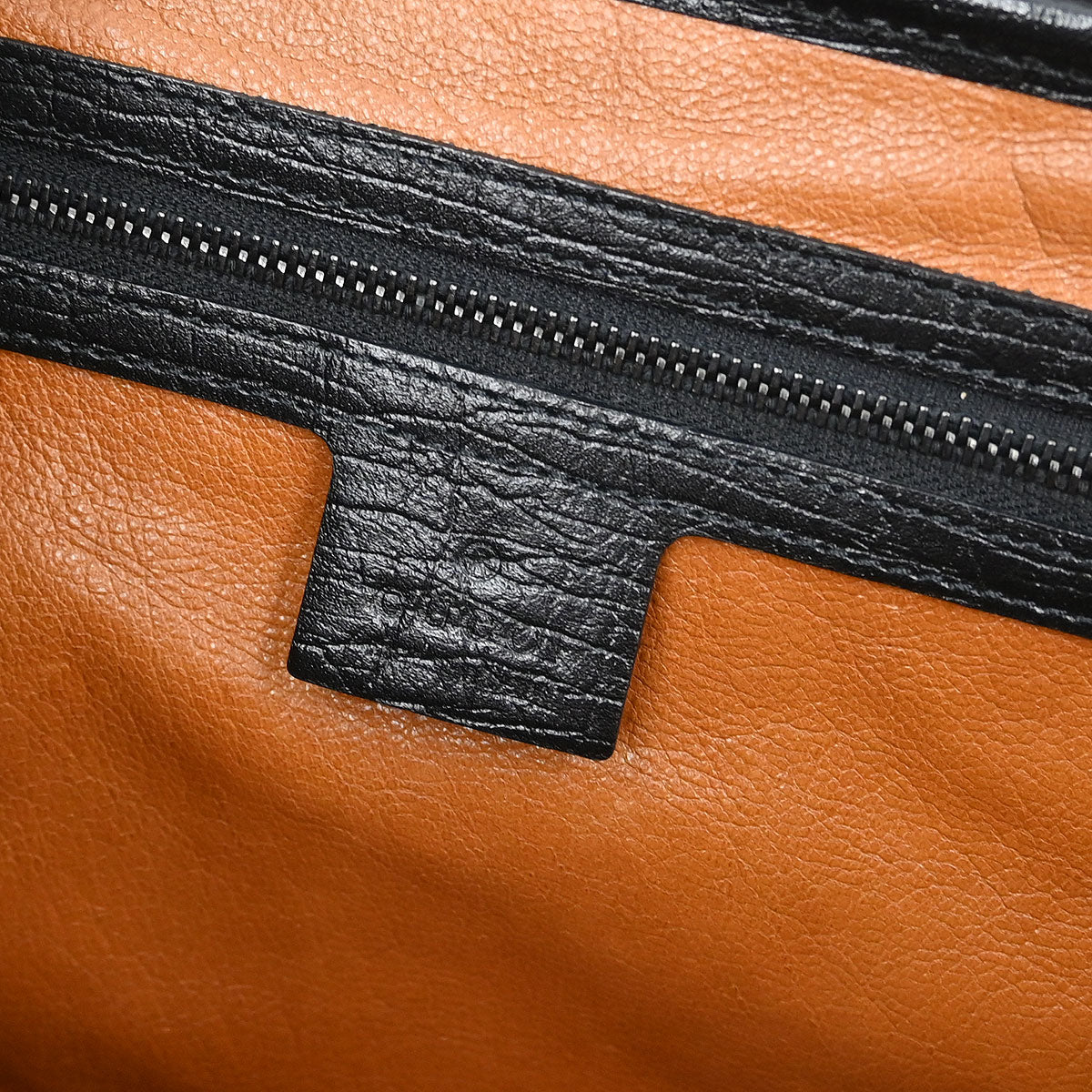 Gucci Black Leather Bamboo Handbag