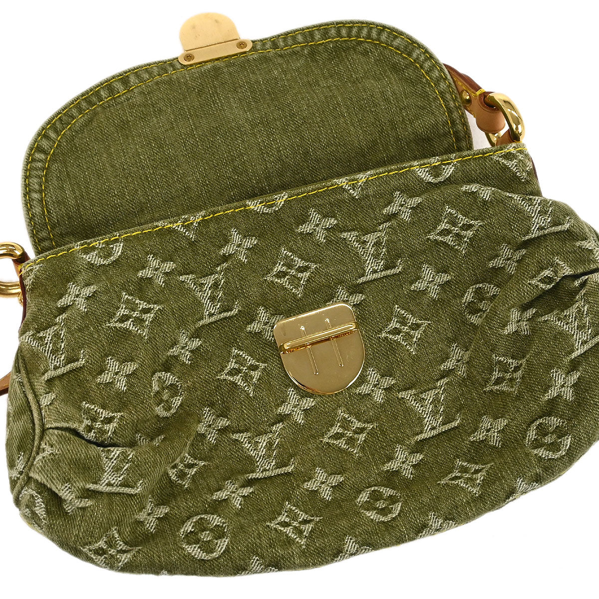 Louis Vuitton Khaki Monogram Denim Mini Pleaty Handbag M95217