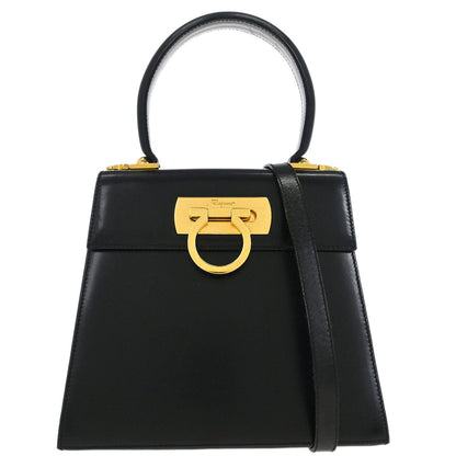 Salvatore Ferragamo Black Gancini 2way Shoulder Handbag