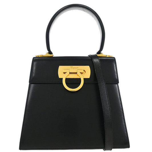 Salvatore Ferragamo Black Gancini 2way Shoulder Handbag