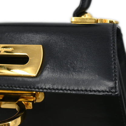 Salvatore Ferragamo Black Gancini 2way Shoulder Handbag