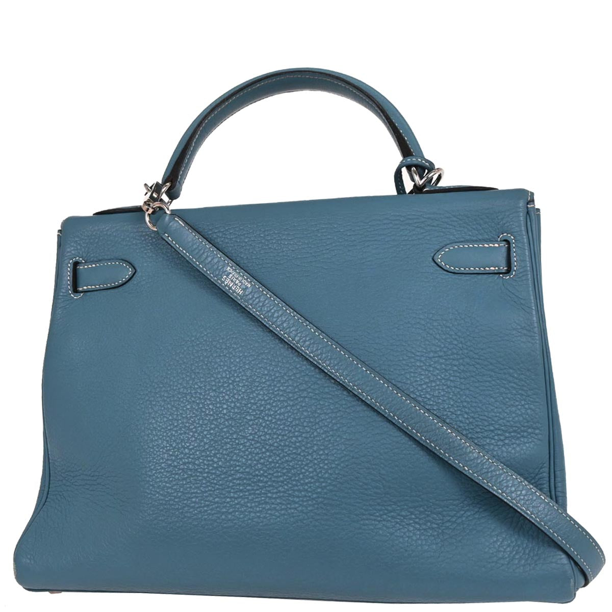 Hermes Blue Jean Taurillon Clemence Kelly 32 Retourne 2way Shoulder Handbag
