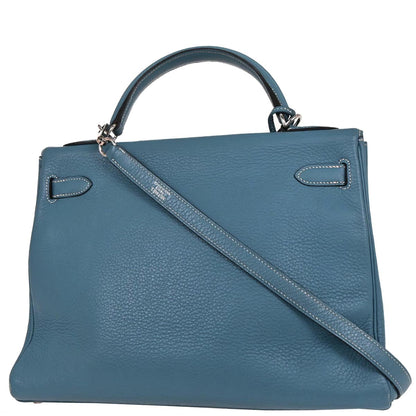 Hermes Blue Jean Taurillon Clemence Kelly 32 Retourne 2way Shoulder Handbag
