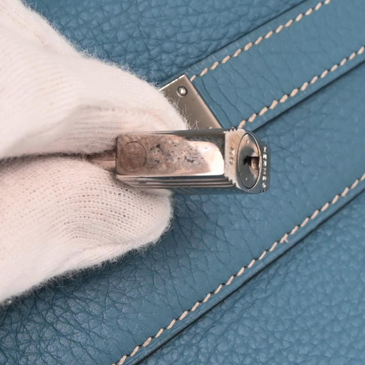 Hermes Blue Jean Taurillon Clemence Kelly 32 Retourne 2way Shoulder Handbag