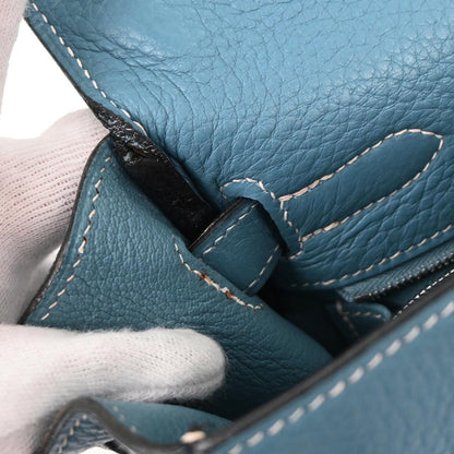 Hermes Blue Jean Taurillon Clemence Kelly 32 Retourne 2way Shoulder Handbag