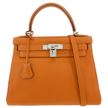 Hermes Potiron Togo Kelly 28 Retourne 2way Shoulder Handbag