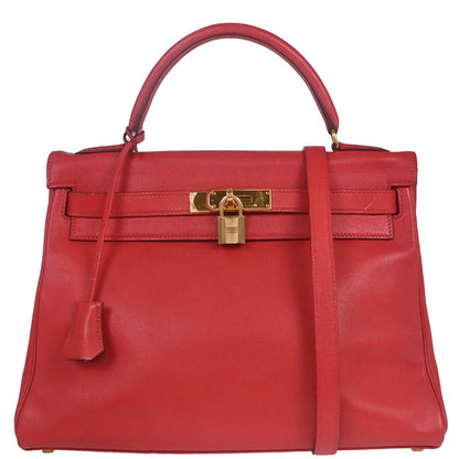 Hermes Rouge Vif Gulliver Kelly 32 Retourne 2way Shoulder Handbag