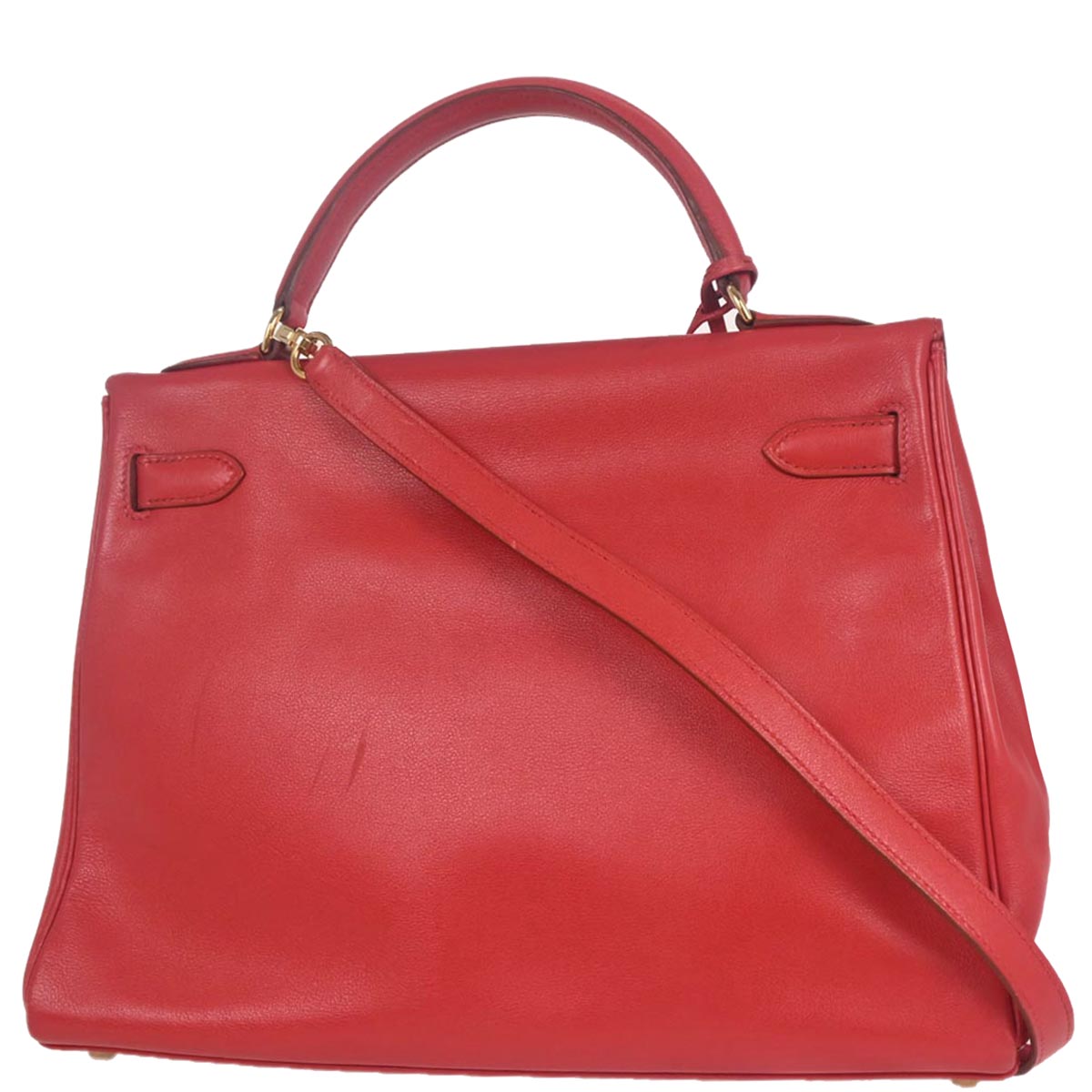 Hermes Rouge Vif Gulliver Kelly 32 Retourne 2way Shoulder Handbag