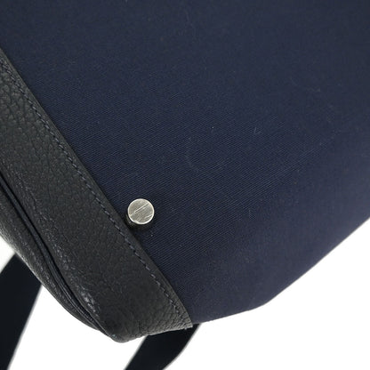Hermes Black Navy Togo Toile Officier Kelly 50 Retourne 2way Shoulder Handbag