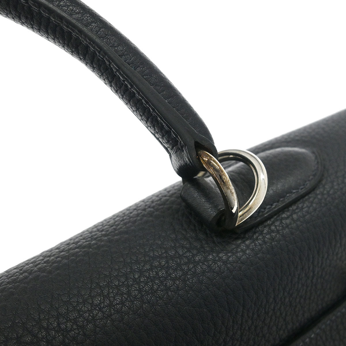 Hermes Black Navy Togo Toile Officier Kelly 50 Retourne 2way Shoulder Handbag