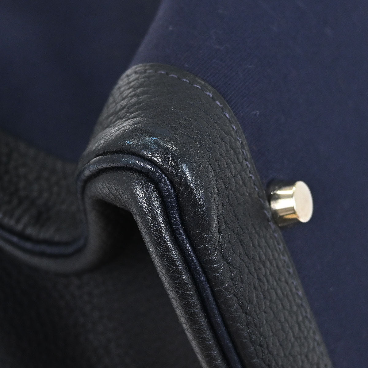 Hermes Black Navy Togo Toile Officier Kelly 50 Retourne 2way Shoulder Handbag