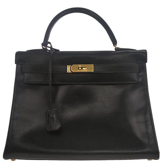 Hermes Black Box Calf Kelly 32 Retourne Handbag