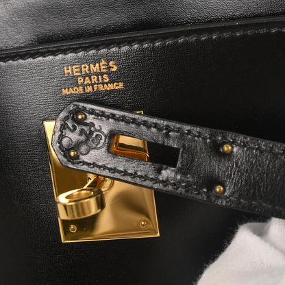 Hermes Black Box Calf Kelly 32 Retourne Handbag