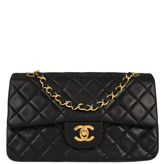 Chanel Black Lambskin Small Classic Double Flap Shoulder Bag