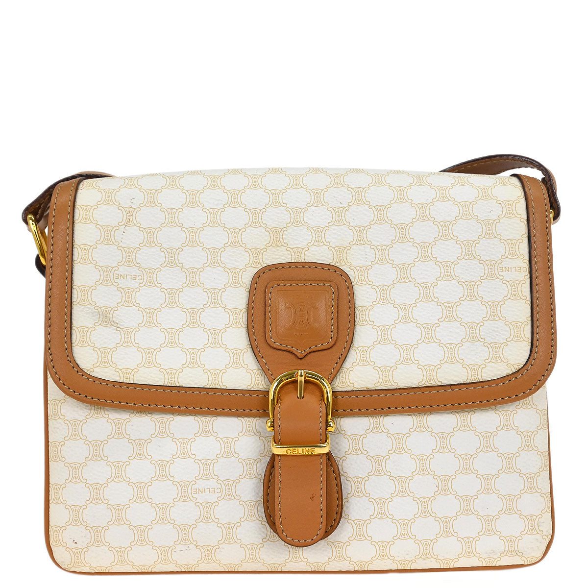 Celine White PVC Macadam Shoulder Bag