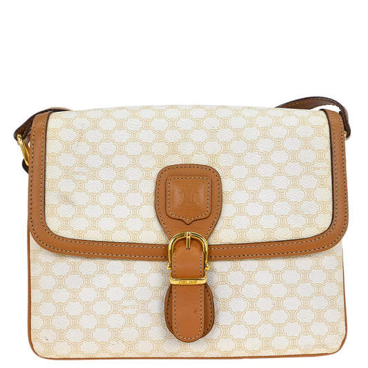 Celine White PVC Macadam Shoulder Bag