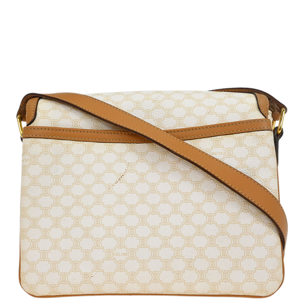 Celine White PVC Macadam Shoulder Bag