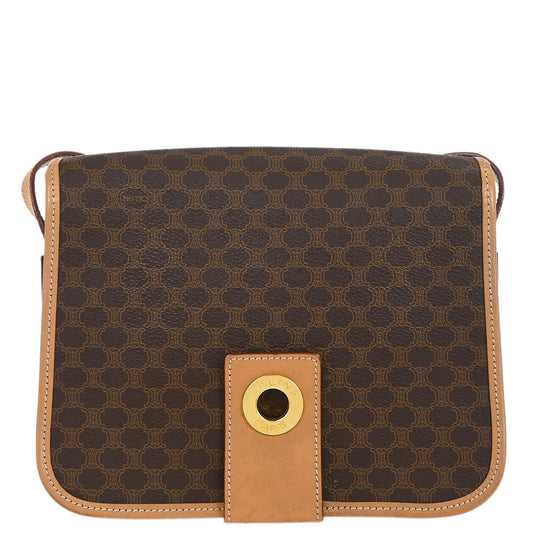 Celine Brown PVC Macadam Shoulder Bag