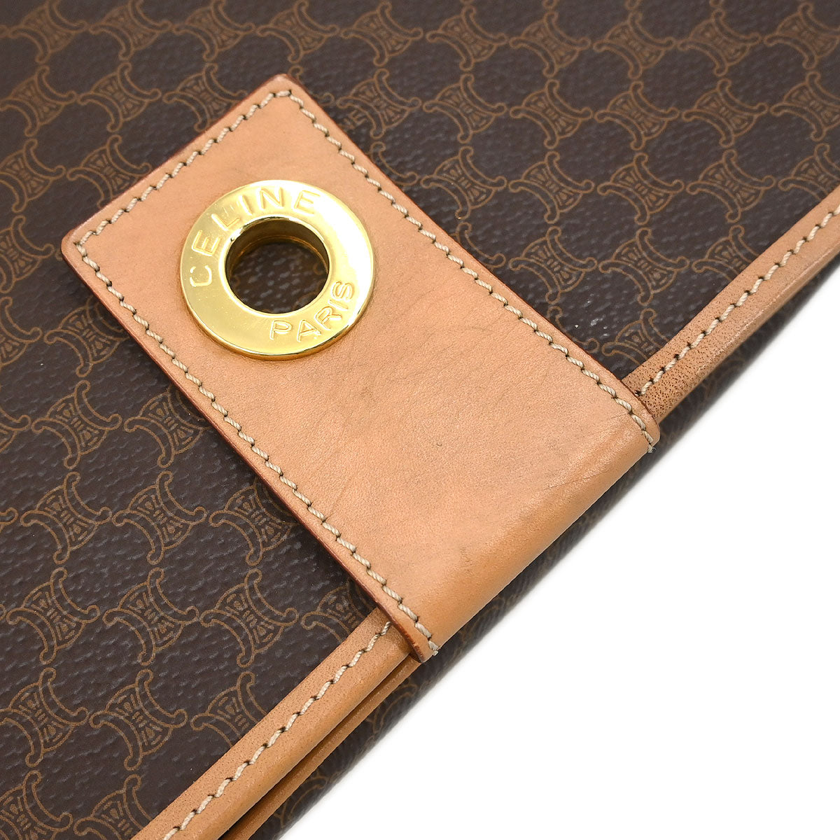 Celine Brown PVC Macadam Shoulder Bag