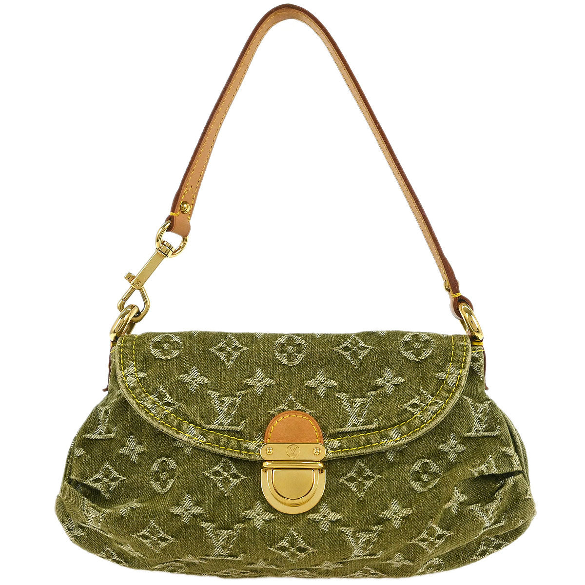 Louis Vuitton Khaki Monogram Denim Mini Pleaty Handbag M95217