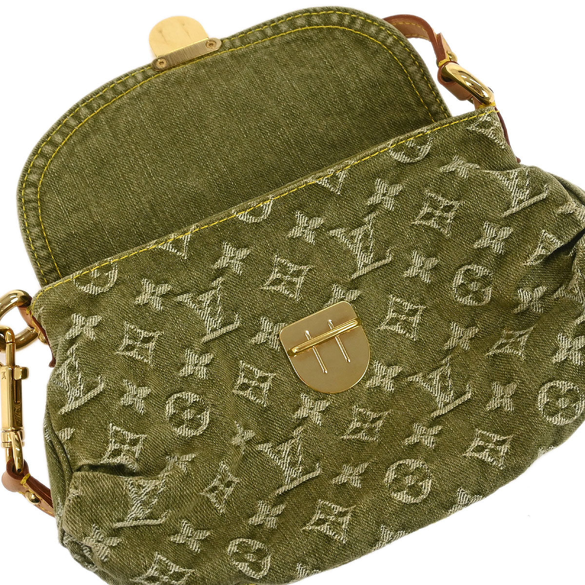 Louis Vuitton Khaki Monogram Denim Mini Pleaty Handbag M95217