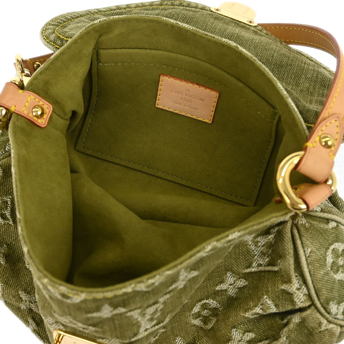 Louis Vuitton Khaki Monogram Denim Mini Pleaty Handbag M95217