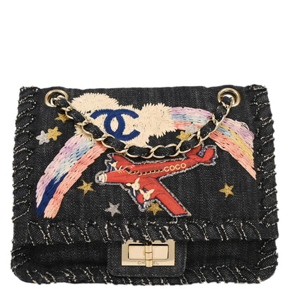 Chanel Indigo Denim Night Flight Mademoiselle Lock Shoulder Bag