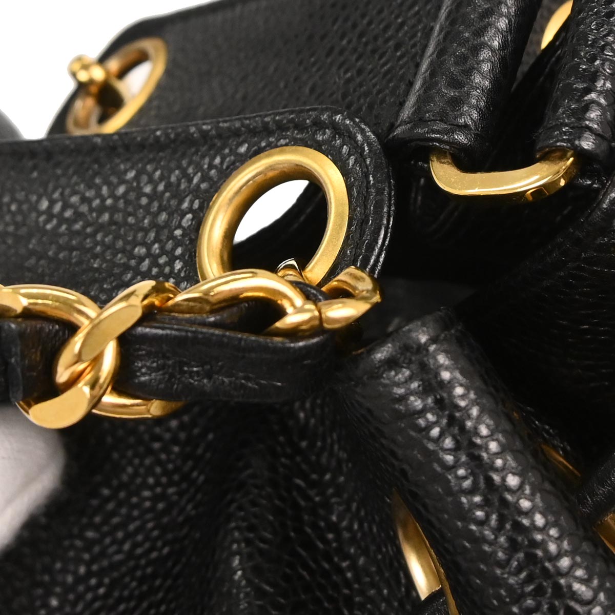 Chanel Black Caviar Drawstring Bucket Shoulder Bag