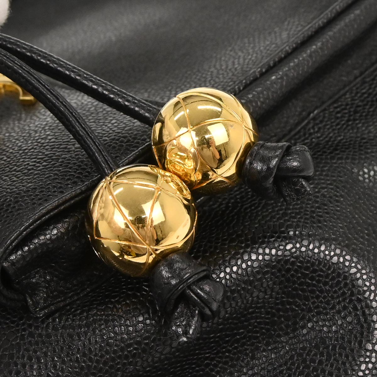 Chanel Black Caviar Drawstring Bucket Shoulder Bag
