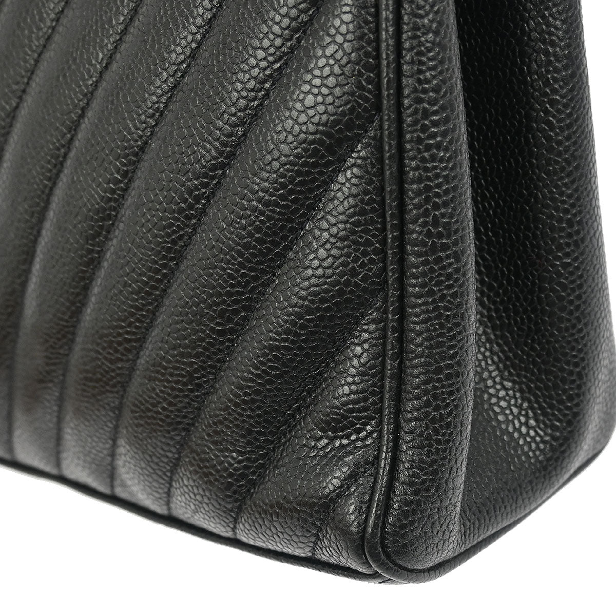 Chanel Black Calfskin Chevron Shoulder Bag