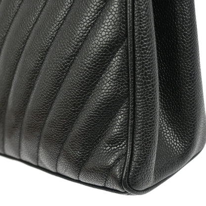 Chanel Black Calfskin Chevron Shoulder Bag