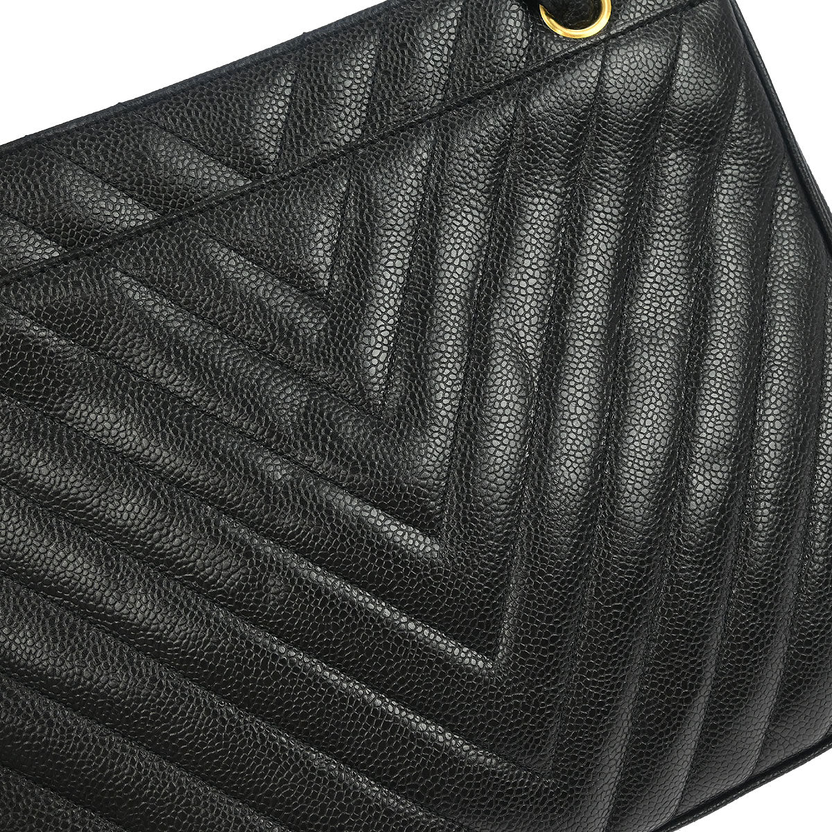 Chanel Black Calfskin Chevron Shoulder Bag
