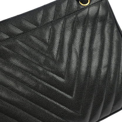 Chanel Black Calfskin Chevron Shoulder Bag