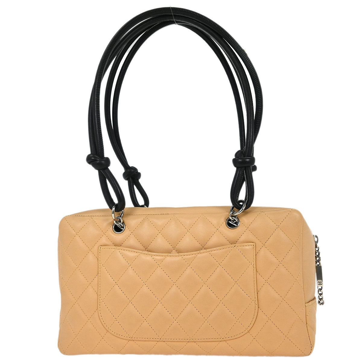 Chanel Beige Black Calfskin Cambon Ligne Bowling Bag