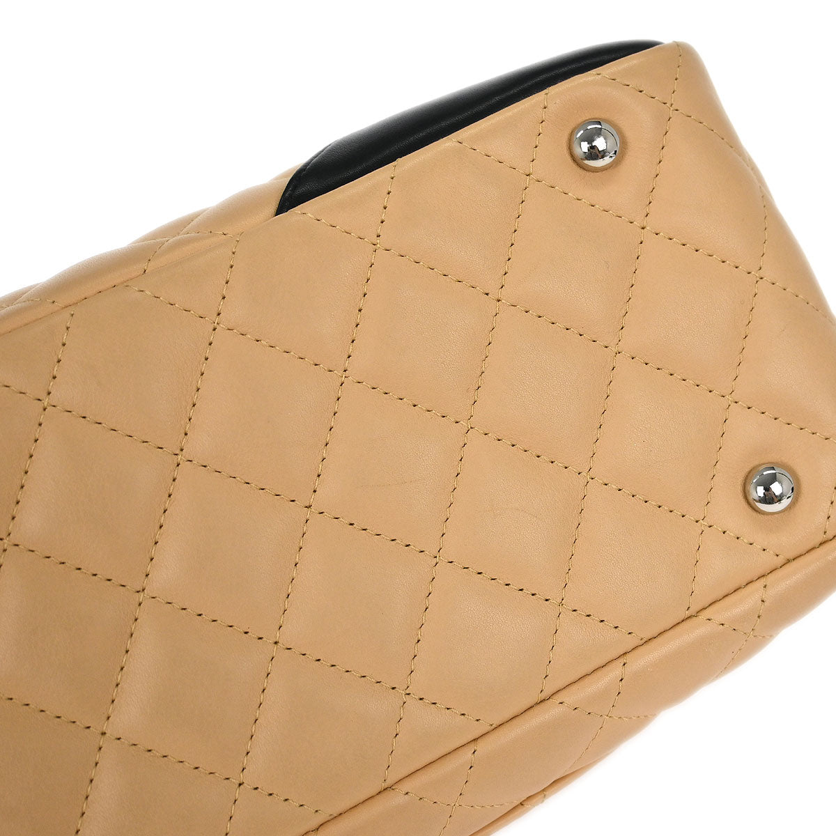 Chanel Beige Black Calfskin Cambon Ligne Bowling Bag