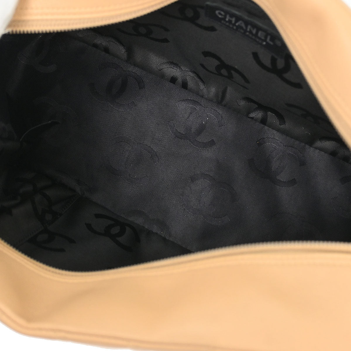 Chanel Beige Black Calfskin Cambon Ligne Bowling Bag