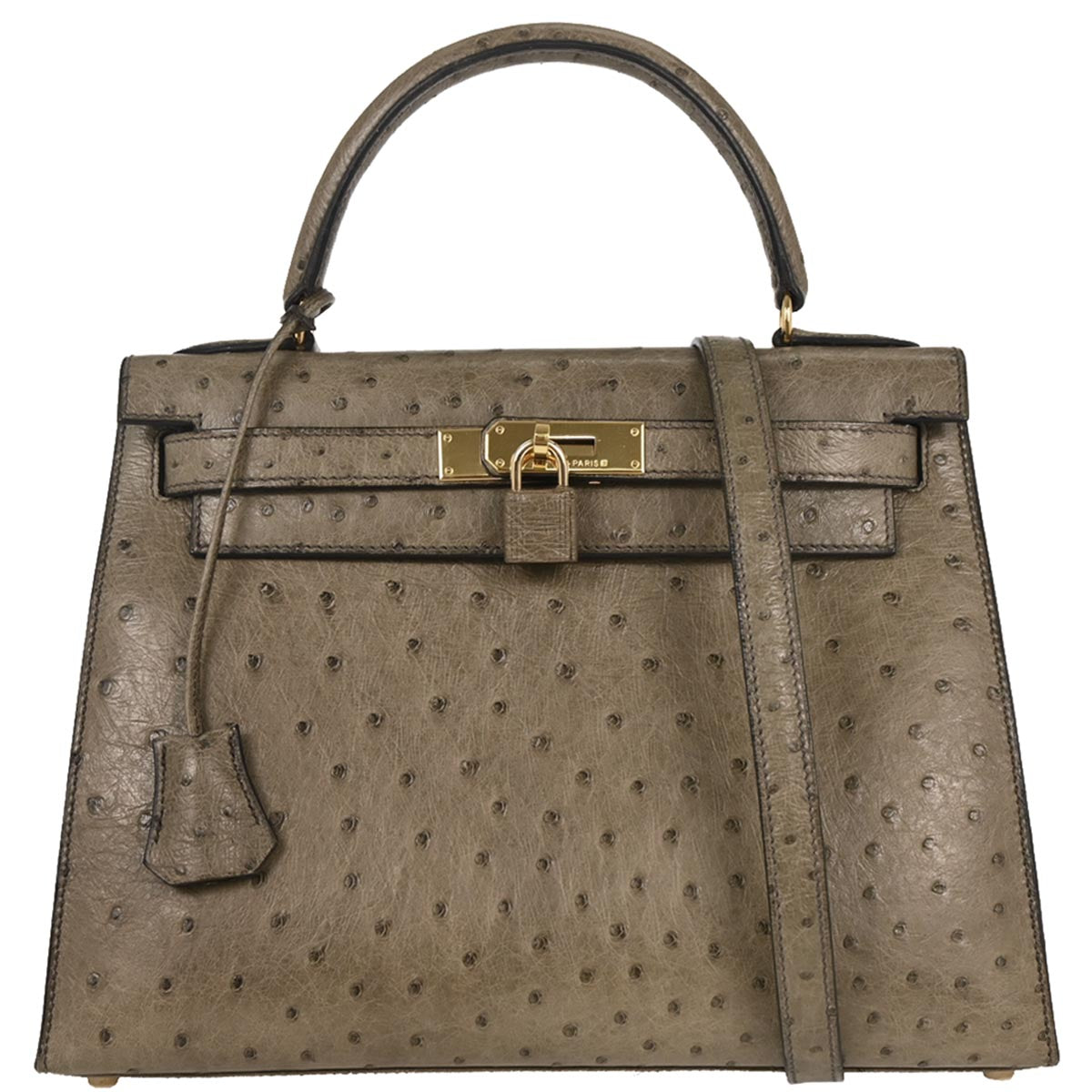 Hermes * Mousse Ostrich Kelly 28 Sellier 2way Shoulder Handbag