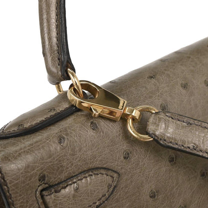 Hermes * Mousse Ostrich Kelly 28 Sellier 2way Shoulder Handbag