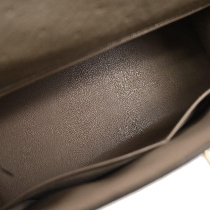 Hermes * Mousse Ostrich Kelly 28 Sellier 2way Shoulder Handbag