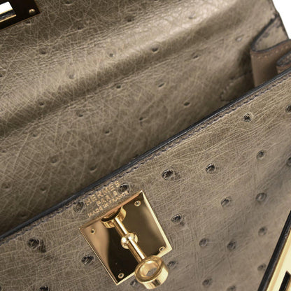 Hermes * Mousse Ostrich Kelly 28 Sellier 2way Shoulder Handbag