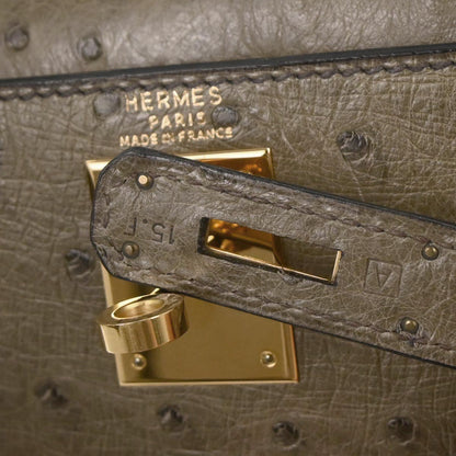 Hermes * Mousse Ostrich Kelly 28 Sellier 2way Shoulder Handbag