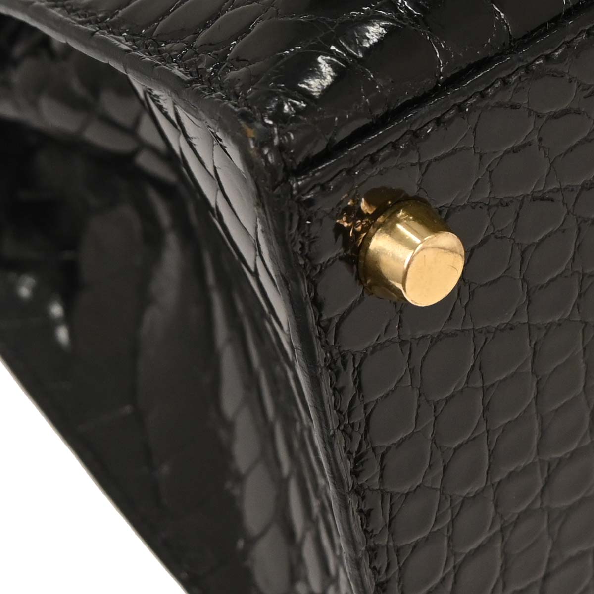 Hermes * Black Alligator Kelly 28 Sellier 2way Shoulder Handbag