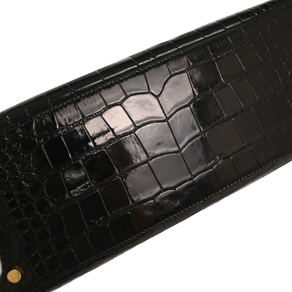 Hermes * Black Alligator Kelly 28 Sellier 2way Shoulder Handbag