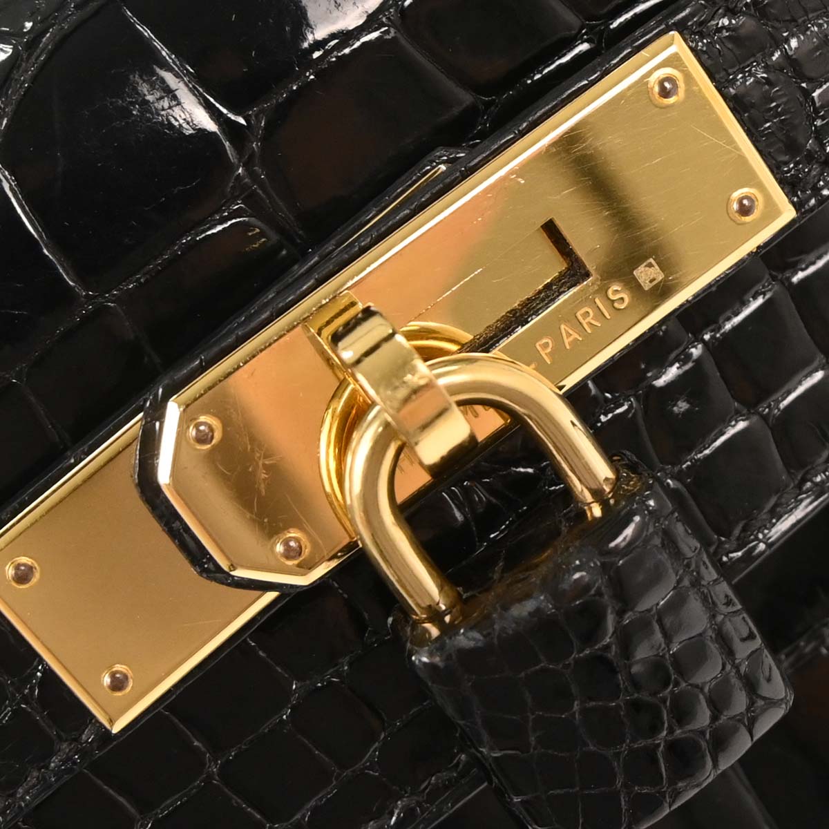 Hermes * Black Alligator Kelly 28 Sellier 2way Shoulder Handbag