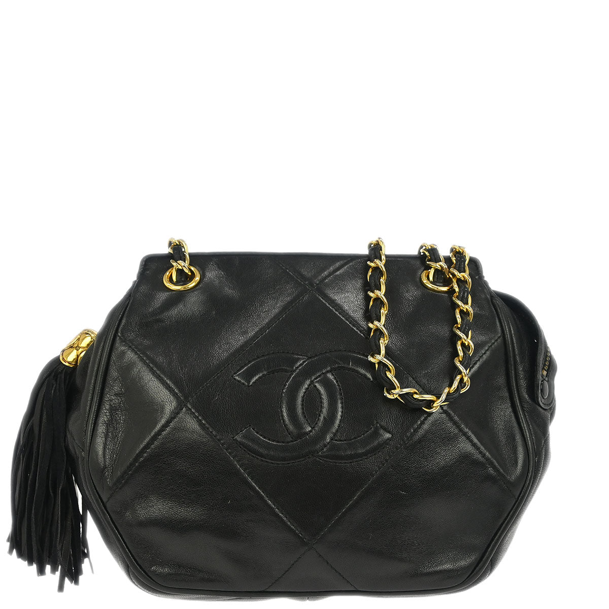 Chanel 1989-1991 Black Lambskin Shoulder Bag