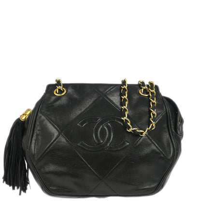 Chanel 1989-1991 Black Lambskin Shoulder Bag